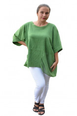 Bluza Avelia, cu croi lejer si asimetric, nuanta verde foto