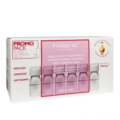 FOLTENE PHARMA Tratament pentru păr și scalp pentru femei 12 flacoane x 6 ml și șampon &icirc;ntăritor pentru păr 200 ml