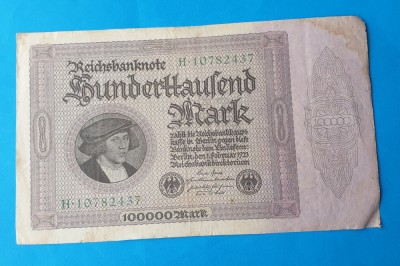 Bancnota veche - Germania 100000 Mark 1923 - circulata in stare buna foto