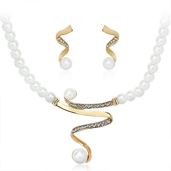 Set elegant colier + cercei cu perle Efb nr.13