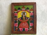 colectie / arta / religie - Icoana veche taraneasca pictata pe sticla arta naiva transilvaneana !