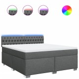 Cumpara ieftin Pat box spring cu saltea, gri inchis, 180x200 cm, textil