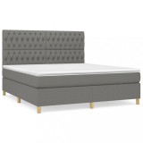 Cumpara ieftin Pat box spring cu saltea, gri inchis, 180x200 cm, textil