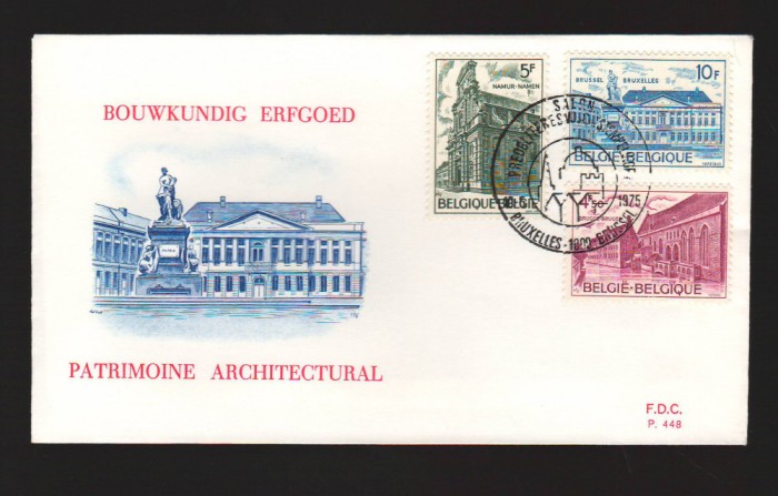 CPIB17092 INTREG POSTAL - BELGIA, BRUXELLES, 1975, BOUWKUNDIG ERFGOED FDC
