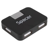 HUB extern SPACER, porturi USB: USB 2.0 x 4, conectare prin USB 2.0, cablu 1m, negru, &quot;SPH-316&quot; (timbru verde 0.8 lei)