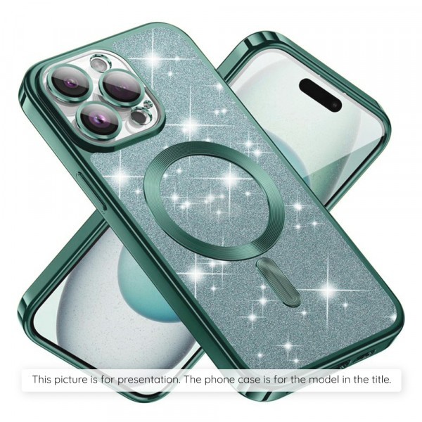 Husa MagSafe pentru Apple iPhone 17, Techsuit, Luxury Glitter, Verde Deschis