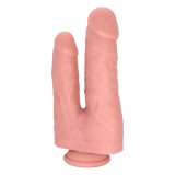 Dildo Dublu cu Ventuza la Baza, Silicon Lichid, Natural, 21.3 cm, Guilty Toys