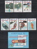 Congo 1989 - Jocurile Olimpice de iarnă - Albertville, Serie + Colita, MNH, Nestampilat
