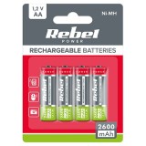Acumulatori AA R6 Ni-MH 2600 mAh, set 4 buc, Rebel