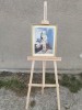 Tablou vechi poza copil vorbind la telefon, Portrete, Carbune, Realism