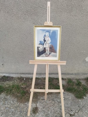 Tablou vechi poza copil vorbind la telefon foto