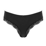 Chiloti Microfiber Negre cu Dantelă și Fundită pentru Femei, CMCLASS, Negru