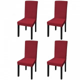 Huse de scaun elastice drepte, 4 buc., roșu bordo