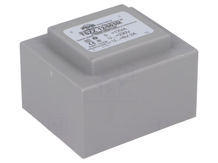 Transformator &icirc;ncapsulat 12VA 230V 6V 2A PCB