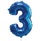 Balon Petrecere, Nr. 3, Folie Aluminiu, Culoare Albastru, Dimensiuni 60x40 cm