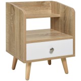 HOMCOM Noptieră cu Sertar și Raft, Mobilier Compact pentru Dormitor sau Sufragerie, Economie Spațiu, Lemn, Alb | Aosom Romania