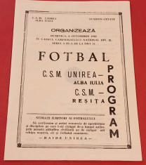 Program meci fotbal CSM &amp;quot;UNIREA&amp;quot; ALBA IULIA-CSM RESITA (06.10.1985) foto