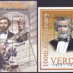 DB1 Pictura Dominica Muzica Compozitori Giuseppe Verdi 100 Ani MS + SS MNH