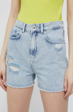 Karl Lagerfeld Jeans pantaloni scurti jeans femei, neted, high waist