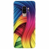 Husa silicon pentru Samsung S9 Plus, Curly Colorful Rainbow Lines Illustration