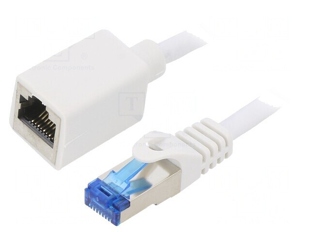 Cablul Prelungitor RJ45 Cat6a S/FTP LSZH Alb 2m