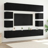 VidaXL Set comodă TV 8 pcs Stejar negru 100 x 30 x 30 cm Lemn compozit