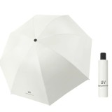 Umbrela de Ploaie Unisex, cu Protectie UV Soare, Rezistenta la Vant si Ploaie, Pliabila, din Vinil si Otel, 96 x 67 cm, Bej deschis