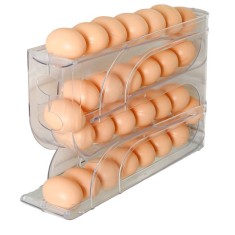Suport Organizator pentru Oua, Cyrax, pentru Frigiderul, Patru straturi, 32x20x7 cm, Transparent