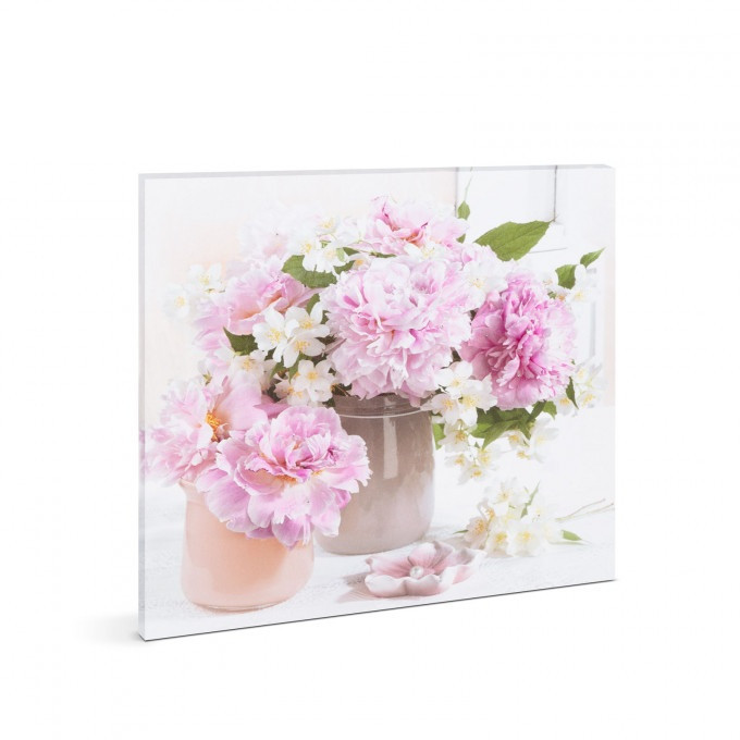 Tablou decorativ cu lumina LED - &bdquo;Model floral&rdquo; - 30 x 30 cm - 58488B