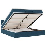 Cumpara ieftin Cadru de pat otoman cu saltea Albastru inchis 180x200cm catifea