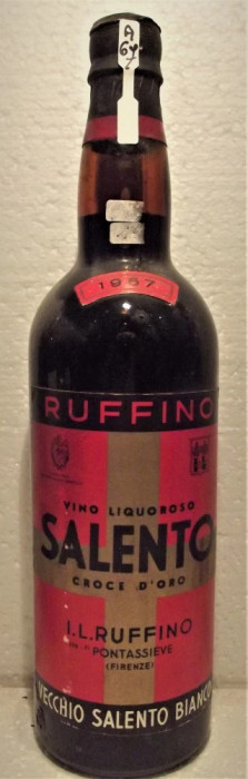 A67 -VIN liquoroso salento croce d&#039;oro, recoltare 1967 cl 72 gr 16,5