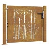 Cumpara ieftin Poarta pentru gradina, 105x80 cm, otel corten, model bambus