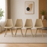 Set 4 scaune dining bucatarie si living Artool Mark bej, 49x43x82 cm