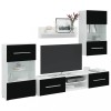 VidaXL Set mobilier comodă TV de perete, 5 piese, iluminare LED, negru
