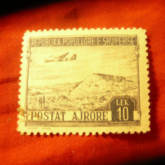 Timbru Albania 1950 - Aviatie - Vedere , val. 10lek stampilat