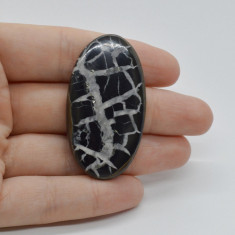 Cabochon septaria negru 48x26x4mm c10