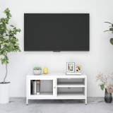 Cumpara ieftin Dulap TV, alb, 90x30x44 cm, oțel și sticlă