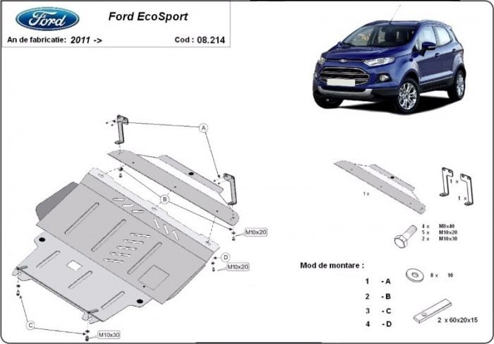 Scut motor metalic Ford Ecosport 2011-2017