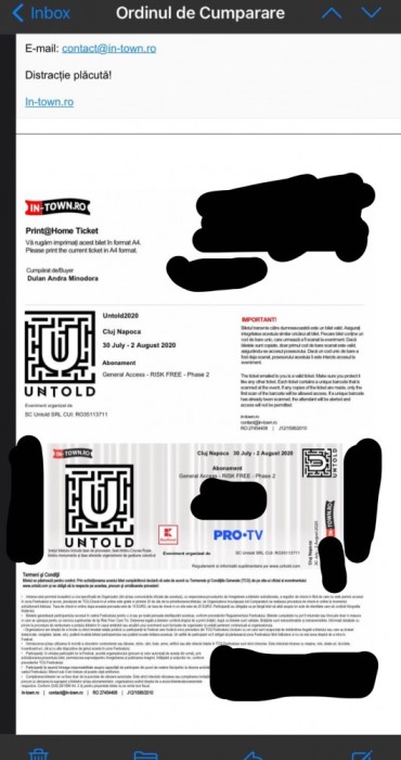Vand doua bilete Untold abonament 4 day pass