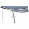vidaXL Copertină automată cu senzor v&acirc;nt&amp;LED, albastru&amp;alb, 450x300 cm
