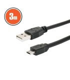 Cablu USB A 2.0 tata - tata B micro USB 3m negru Delight 20327