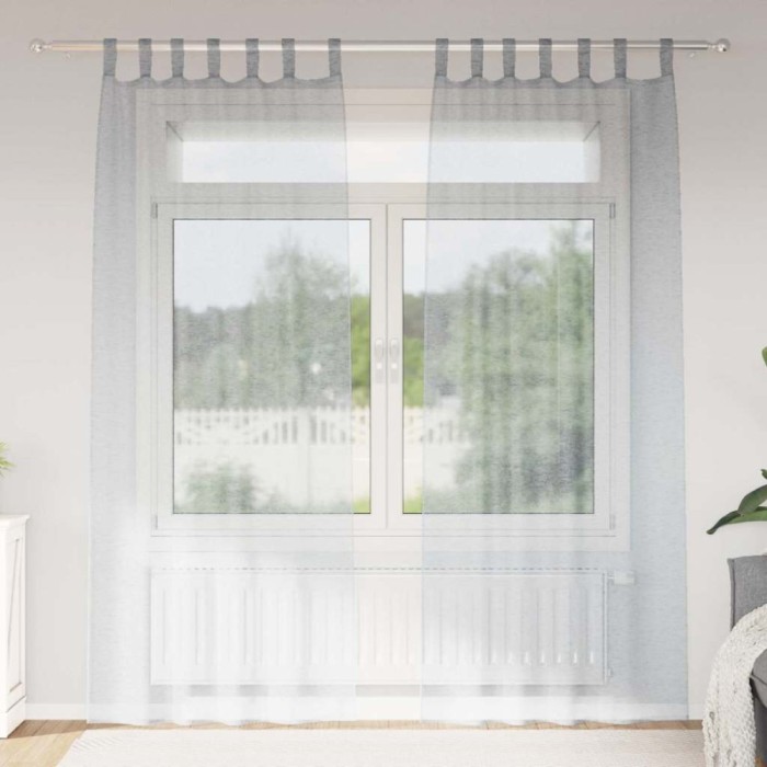 Perdele cu perdele 2 pcs Gri &icirc;nchis 140 x 245 cm Poliester