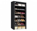 Organizator de depozitare, suport pantofi, 21 perechi, cu fermoar, textil, negru