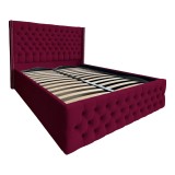 Pat Matrimonial Allegria tapitat cu somiera rabatabila diverse dimensiuni, culoare visiniu - 160x200