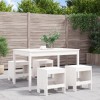 Gossi set de dining pentru gradina, 5 piese, alb, lemn masiv de pin