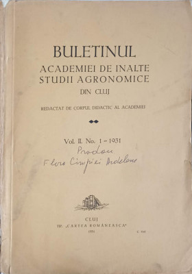 BULETINUL ACADEMIEI DE INALTE STUDII AGRONOMICE DIN CLUJ VOL.2-CORPUL DIDACTIC AL ACADEMIEI foto