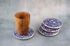 Set suport pahare | floare albastră 4 buc