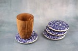 Set suport pahare | floare albastră 4 buc