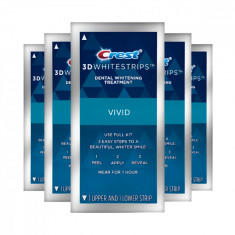 Benzi Crest 3D Classic Vivid, 5 plicuri, 6% concentratie, albirea dintilor acasa