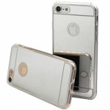 Husa iPhone 7 MyStyle Elegance Luxury Oglinda Argintie Silicon Flexibil, Protectie Socuri si Zgarieturi, Decupaj Logo